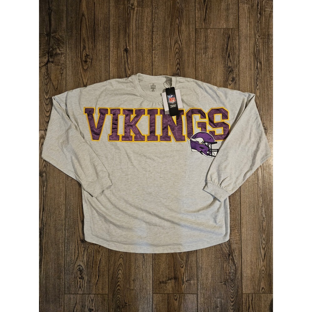 Minnesota Vikings Gameday Couture OVERSIZED T-shirt Gray Long Sleeve size Small